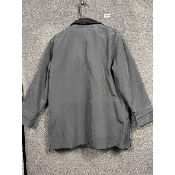 Talbots Coat Womens Petite Medium Black Barn Jacket Corduroy Collar Lined - Picture 2 of 6